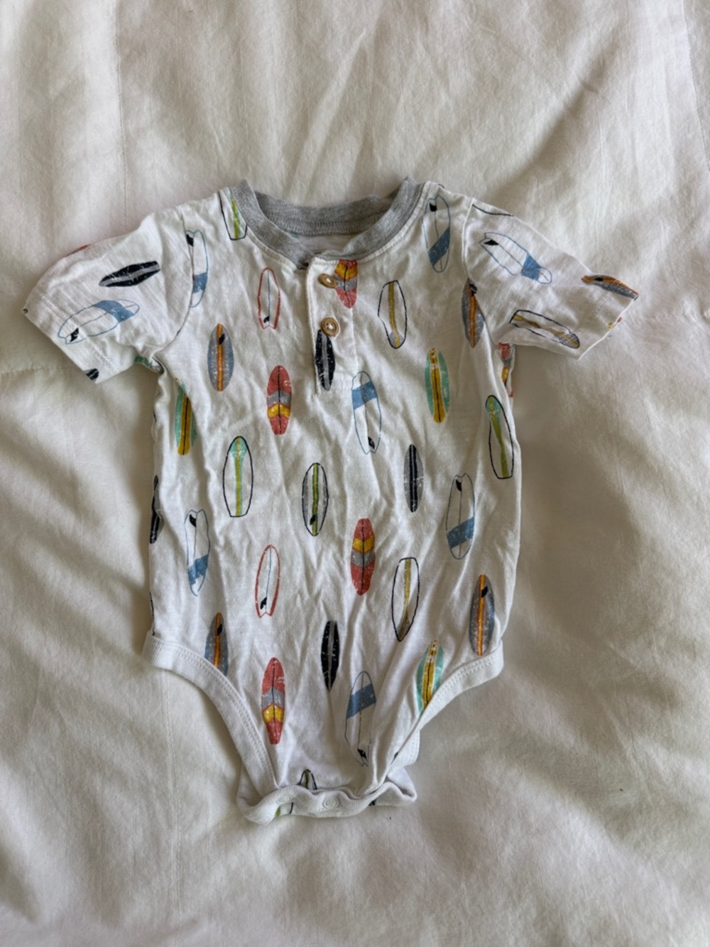 Garanimals White Surfboard-Print One-Piece Bodysuit